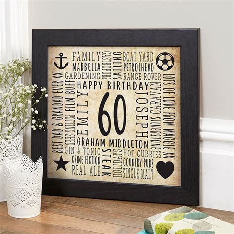 60th man birthday gift - 60th Birthday Gifts & Presents. It’s time to celebrate as that special someone reaches their 60th birthday. ... For men, try a craft beer and snack gift box, or the Jameson Irish coffee set. For women, order a relaxing pamper gift, or send a …